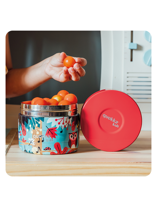QUOKKA KIDS RECIPIENTE COMIDA TERMICO ACERO INOXIDABLE WHIM GROVE BIRDS 360 ML