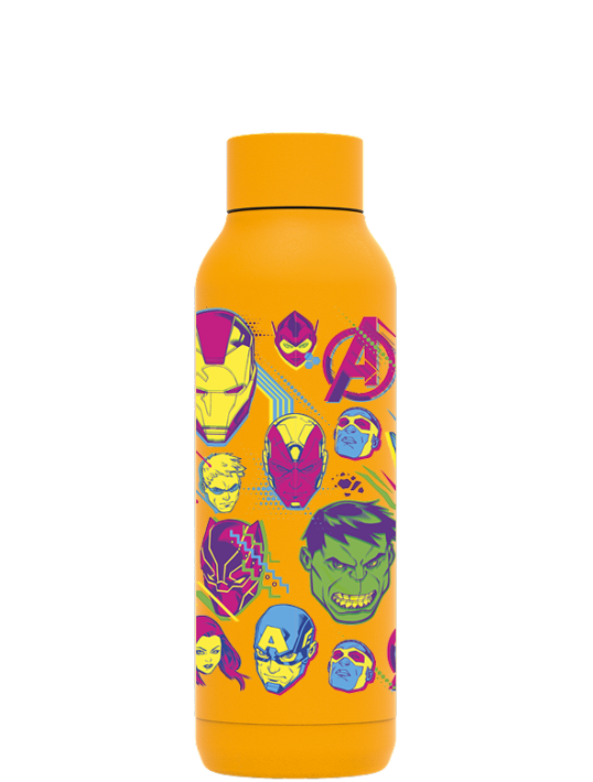 QUOKKA BOTELLA TERMO ACERO INOXIDABLE SOLID AMBER YELLOW 510 ML AVENGERS NEON