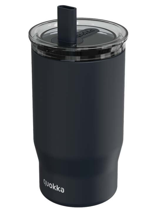 QUOKKA VASO TERMO ACERO INOXIDABLE CON PAJITA MIST BLACK 720 ML