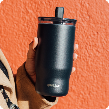 QUOKKA VASO TERMO ACERO INOXIDABLE CON PAJITA MIST BLACK 720 ML