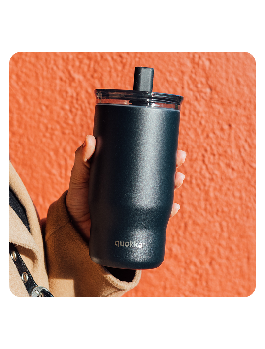 QUOKKA VASO TERMO ACERO INOXIDABLE CON PAJITA MIST BLACK 720 ML